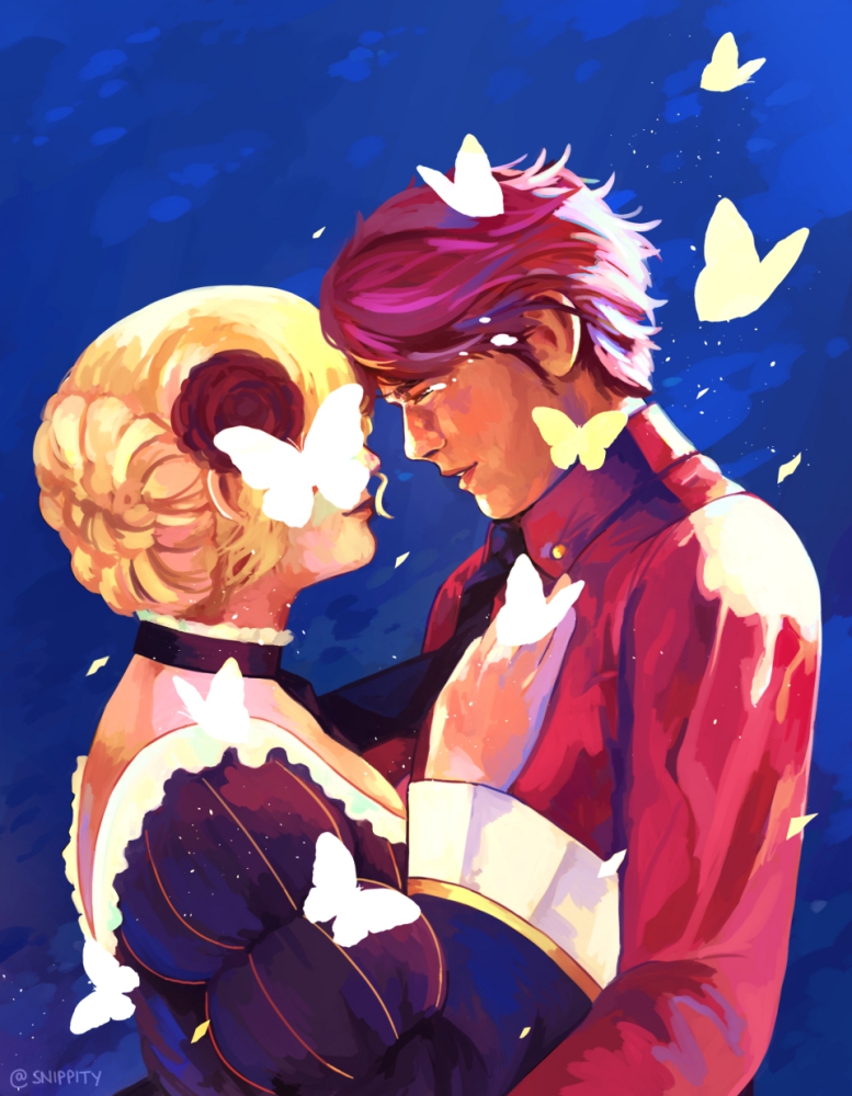 Digital painting of Beatrice and Battler from Umineko.